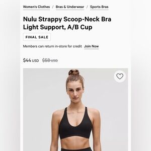 Nulu Strappy Scoop Neck Bra NWT